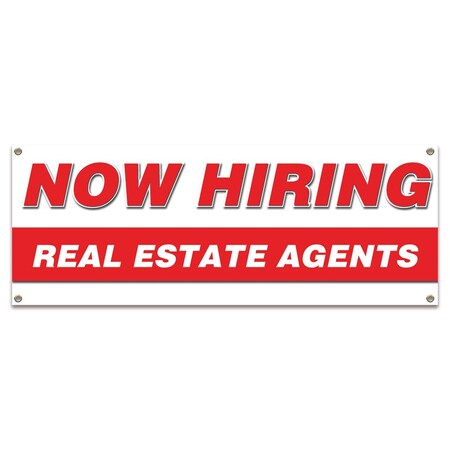 Signmission Now Hiring Real Estate Agents Banner Apply Inside Accepting Application Single Sided B-30294